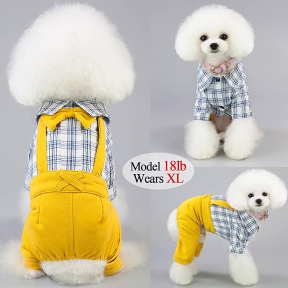 Puppy Costumes Classic Black and White Jumpsuit with Bowtie - Picture 3 of 8